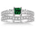 1.5 Carat Emerald & Diamond Antique Bridal set Halo Ring on White Gold