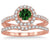 1.5 Carat Emerald & Diamond Antique Floral Halo Bridal set on Rose Gold