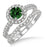 1.5 Carat Emerald & Diamond Antique Floral Halo Bridal set on 9k White Gold
