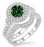 1.5 Carat Emerald & Diamond Antique Halo Bridal Set Engagement Ring on 9k White Gold