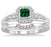 1.5 Carat Emerald & Diamond Bridal Set Halo Engagement Ring Bridal Set on 9k White Gold