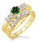 1.5 Carat Emerald & Diamond Five Stone Bridal Set on 9k Yellow Gold