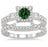 1.5 Carat Emerald & Diamond Vintage floral Bridal Set Engagement Ring on 9k White Gold