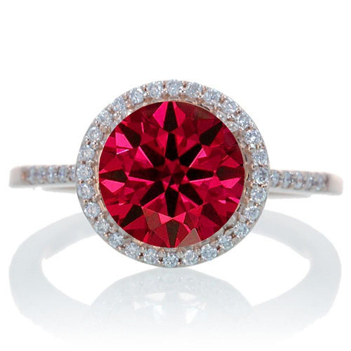 2.5 Carat Huge Ruby and Diamond Halo Classic Engagement Ring