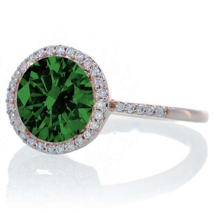 2.5 Carat Huge Emerald and Diamond Halo Classic Engagement Ring