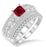1.5 Carat Ruby & Diamond Antique Bridal Set Engagement Ring on 9k White Gold