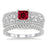 1.5 Carat Ruby & Diamond Antique Bridal Set Engagement Ring on 9k White Gold