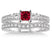 1.5 Carat Ruby & Diamond Antique Bridal set Halo Ring on 9k White Gold