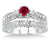 1.5 Carat Ruby & Diamond Antique Bridal set on 9k White Gold