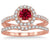 1.75 Carat Ruby & Diamond Antique Floral Halo Bridal set on Rose Gold