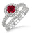 1.75 Carat Ruby & Diamond Antique Floral Halo Bridal set on White Gold