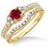 1.5 Carat Ruby & Diamond Bridal set on 9k Yellow Gold