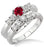 1.5 Carat Ruby & Diamond Five Stone Bridal Set on 9k White Gold
