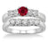 1.5 Carat Ruby & Diamond Five Stone Bridal Set on 9k White Gold