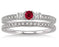 1.5 Carat Ruby & Diamond Three Stone Bridal Set on 9k White Gold
