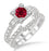 1.75 Carat Ruby & Diamond Vintage floral Bridal Set Engagement Ring on White Gold