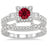 1.5 Carat Ruby & Diamond Vintage floral Bridal Set Engagement Ring on 9k White Gold