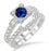 1.50 Carat Sapphire and Diamond Vintage Floral Bridal Set Engagement Ring in White Gold