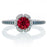 1.5 Carat Unique Flower Halo Round Ruby and Diamond Engagement Ring