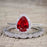 Antique Vintage 2 Carat Pear cut Ruby and Diamond Halo Wedding Ring Set for Women in White Gold