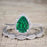 Beautiful 2 Carat Pear cut Emerald and Diamond Halo Wedding Ring Set in White Gold