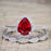 Beautiful 2 Carat Pear cut Ruby and Diamond Halo Wedding Ring Set in White Gold