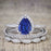 Affordable Antique Art Deco 1.50 Carat Pear Cut Sapphire and Diamond Halo Wedding Trio Ring Set in White Gold
