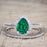 2 Carat Pear cut Emerald and Diamond Bridal Set with semi eternity wedding band in White Gold