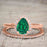 2 Carat Pear cut Emerald and Diamond Bridal Set with semi eternity wedding band in Rose Gold