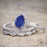 Affordable Antique Art Deco 1.50 Carat Pear Cut Sapphire and Diamond Halo Wedding Trio Ring Set in White Gold