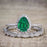 Antique Vintage 1.25 Carat Pear cut Artdeco Halo Engagement Ring with Emerald and Diamond for Her in White Gold