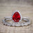 Artdeco scalloped 2 Carat Pear cut Ruby and Diamond Wedding Ring Set for Women in White Gold