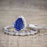 Unique 1.50 Carat Pear Cut Sapphire and Diamond Halo Wedding Ring Set for Her in White Gold