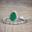Unique 2 Carat Pear cut Emerald and Diamond Halo Wedding Ring Set for Her in White Gold