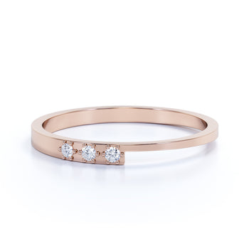 Diamond Trio Stackable Ring in Rose Gold