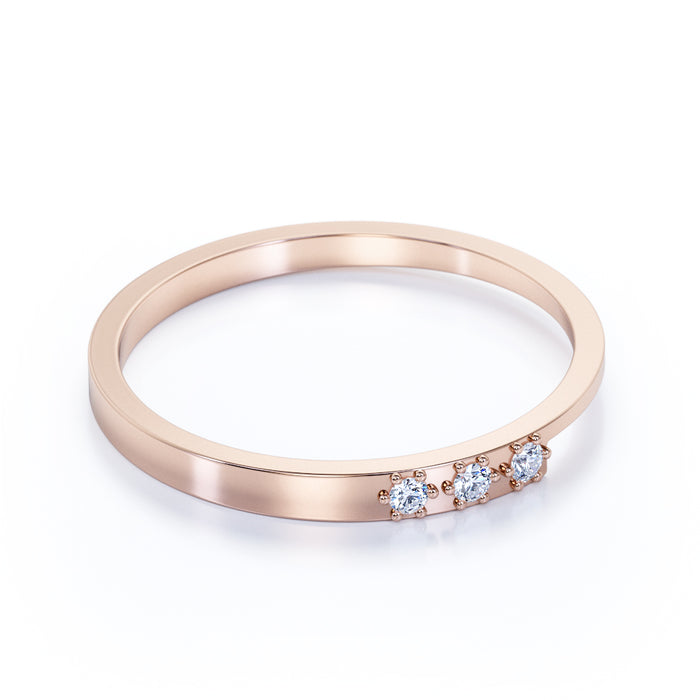 Diamond Trio Stackable Ring in Rose Gold