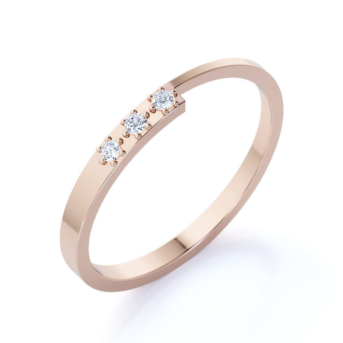 Diamond Trio Stackable Ring in Rose Gold