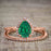Unique 2 Carat Pear cut Emerald and Diamond Halo Wedding Ring Set for Her in Rose Gold