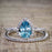 Unique 1.5 Carat Pear Cut Aquamarine and Diamond Halo Wedding Ring Set for Her in White Gold