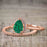 Unique 2 Carat Pear cut Emerald and Diamond Halo Wedding Ring Set for Her in Rose Gold
