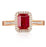 1.50 Carat Emerald Cut Ruby and Diamond Engagement Ring