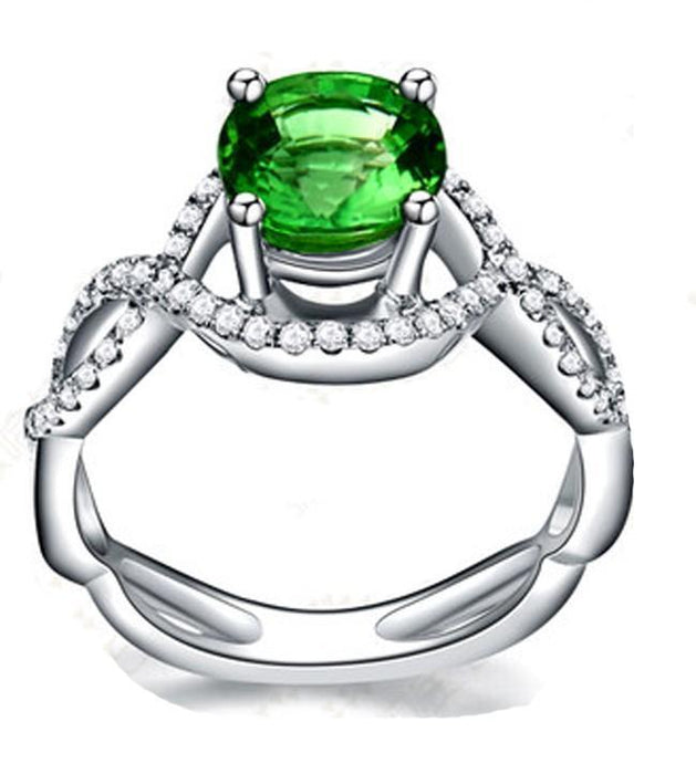 1.50 Carat Infinity Emerald and Diamond Halo Engagement Ring
