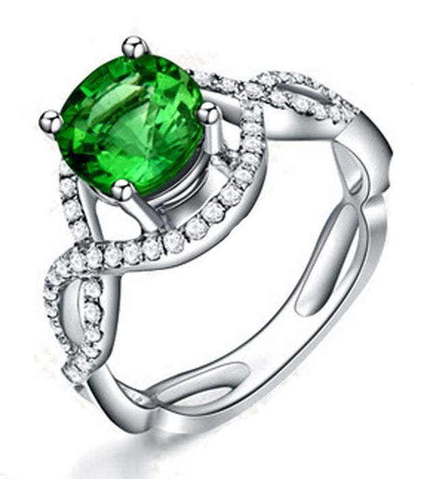 1.50 Carat Infinity Emerald and Diamond Halo Engagement Ring