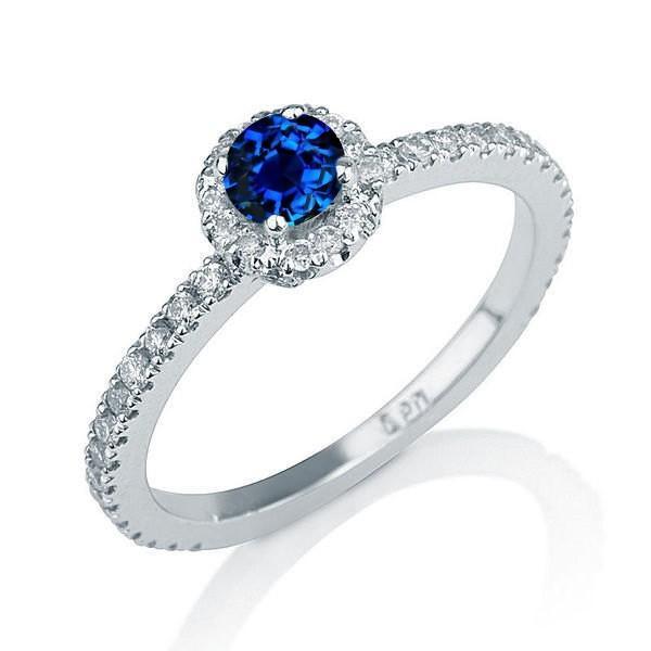 1.50 Carat Round Cut Sapphire and Diamond Halo Engagement Ring