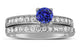 1.50 Carat Vintage Round Cut Blue Sapphire and Diamond Wedding Ring Set in White Gold