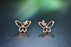 Butterfly .20 Carat Round Cut Diamond Stud Earrings in Rose Gold