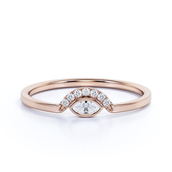 Evil Eye Diamond Stackable Ring in Rose Gold
