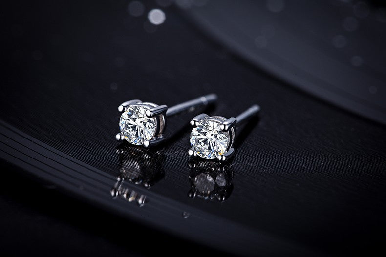 .20 Carat Round Cut Diamond Solitaire Stud Earrings in White Gold