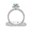 2 Carat Split Shank Princess Cut Aquamarine and Diamond Halo Bridal Ring Set in White Gold