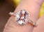 2 Carat Huge Oval Cut Morganite and Diamond Engagement Ring in Rose Gold